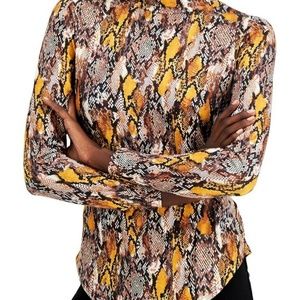 NWOT Golden Snake Print Turtleneck Top